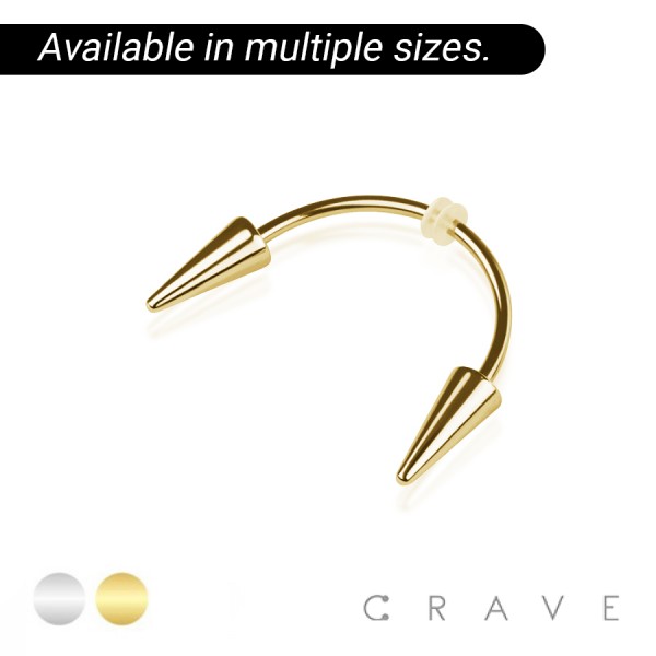 316L SURGICAL STEEL SPIKE END CURVED BARBELL SMILEY PIERCING